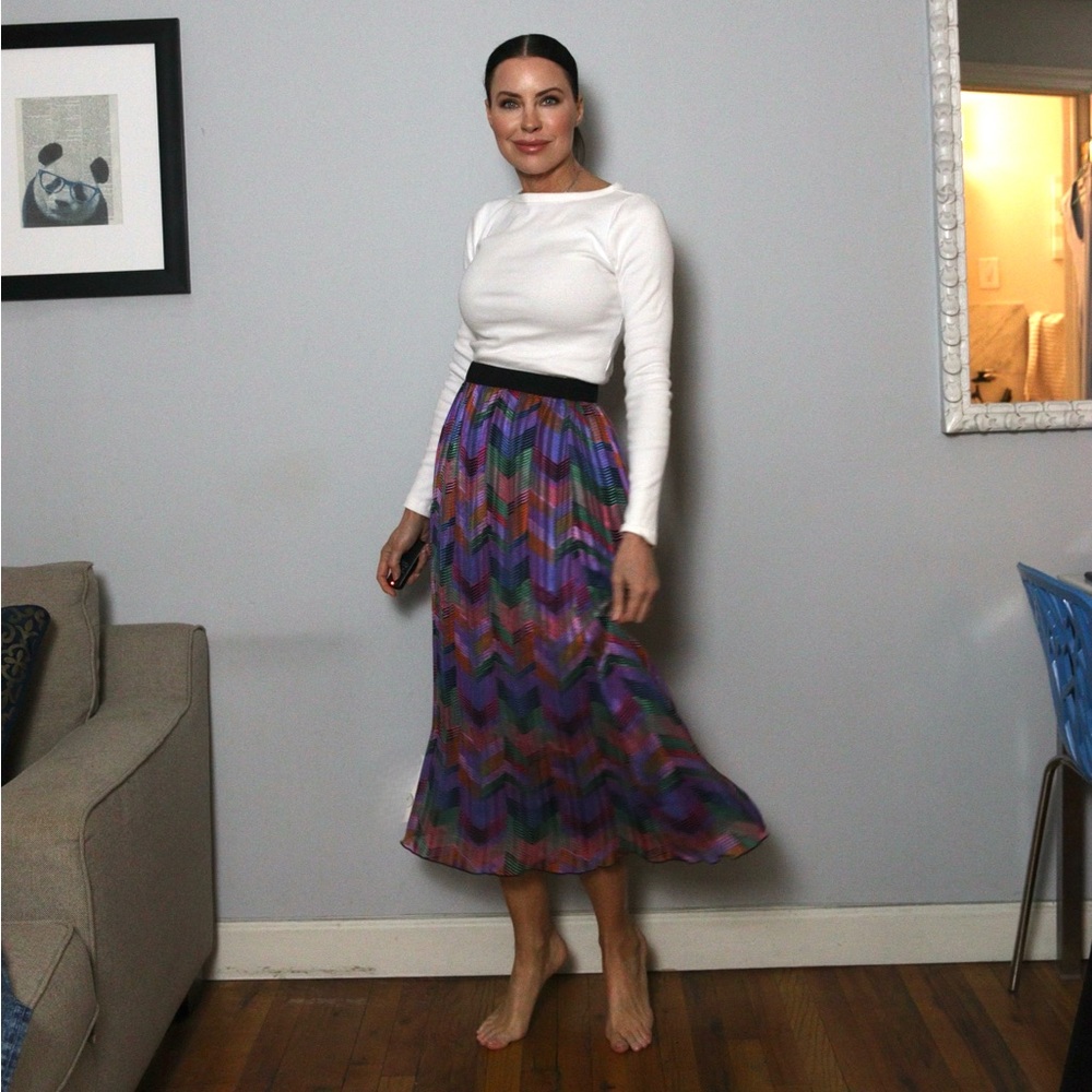 Colorful Chevron Midi Skirt